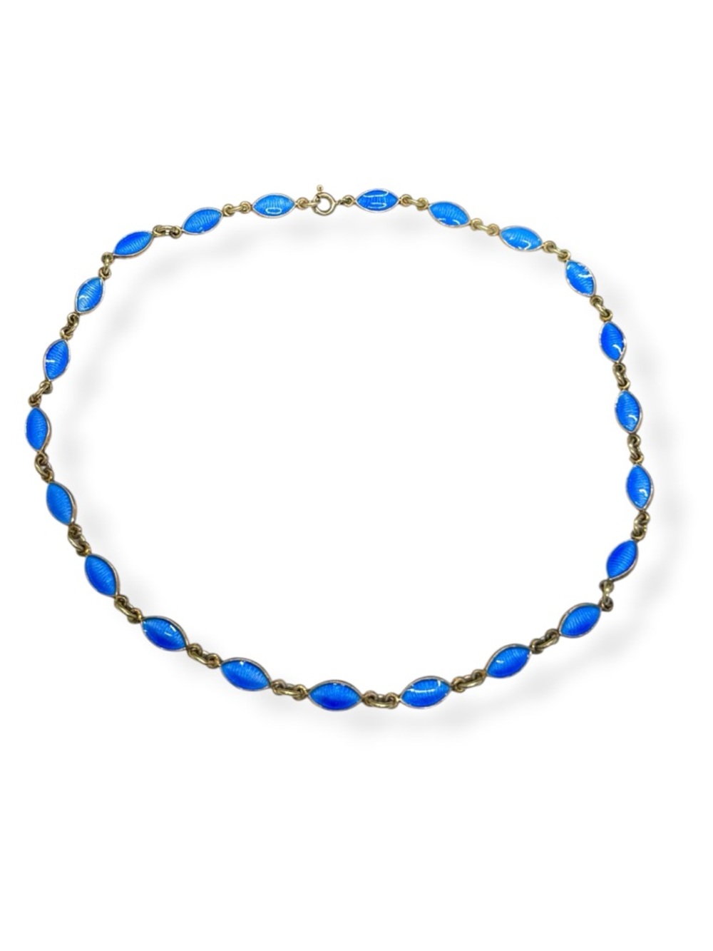 Vintage Volmer Bahner Denmark Sterling Blue Enamel Modernist Necklace - Picture 3 of 8
